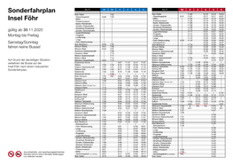 Sonderfahrplan Insel Föhr