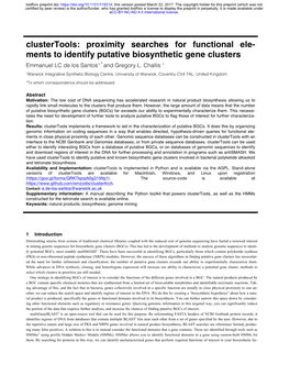 Proximity Searches for Functional Elements to Identify Putative Biosynthetic Gene Clusters