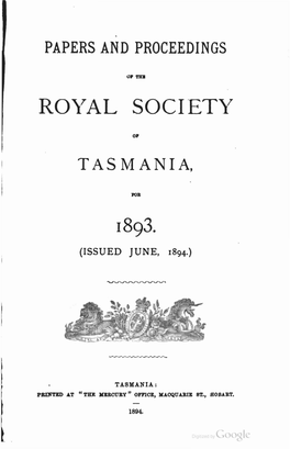 Papers and Proceedings of the Royal Society of Tasmania