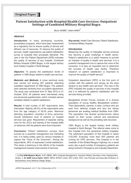 Original Paper Patient Satisfaction with Hospital Health Care Services