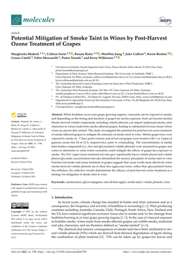 Potential Mitigation of Smoke Taint in Wines by Post-Harvest Ozone Treatment of Grapes