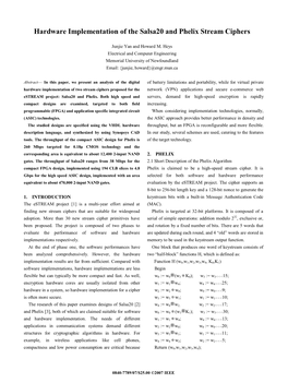 Hardware Implementation of the Salsa20 and Phelix Stream Ciphers