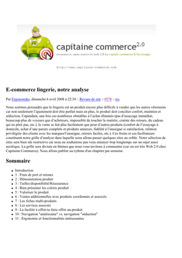 E-Commerce Lingerie, Notre Analyse