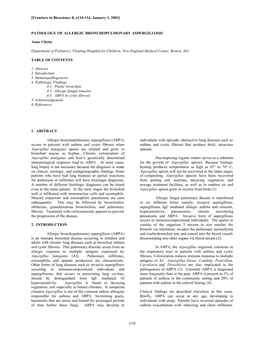 Pathology of Allergic Bronchopulmonary Aspergillosis