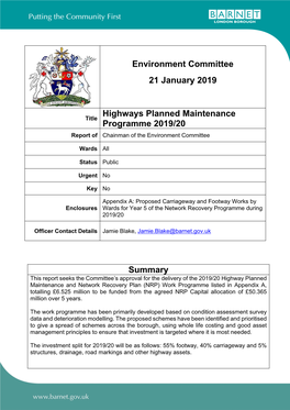 Highways Planned Maintenance Programme 2019/20 PDF 346 KB