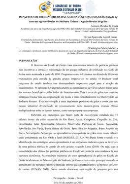 Estudo De Caso Nas Agroindústrias Do Sudoeste Goiano