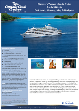 7Fja Yasawa Islands Cruise Fact Sheet