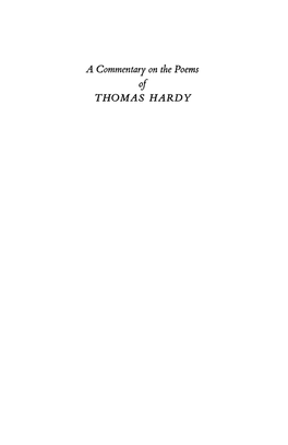 A Commentary on the Poems of THOMAS HARDY