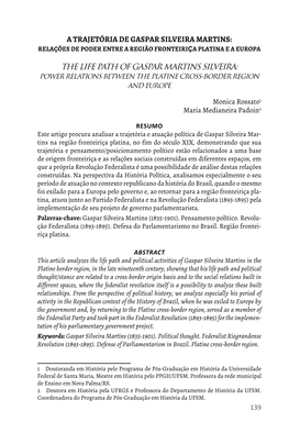 A Trajetória De Gaspar Silveira Martins: Relações De Poder Entre a Região Fronteiriça Platina E a Europa