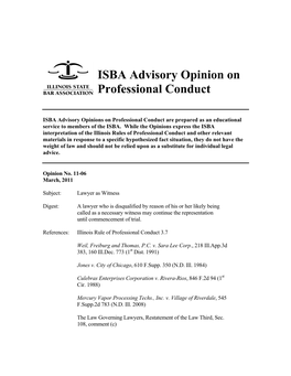 ISBA Advisory Opinion on Professional Conduct