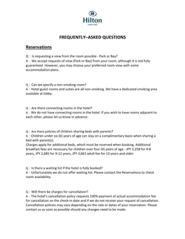 FREQUENTLY–ASKED QUESTIONS Reservations
