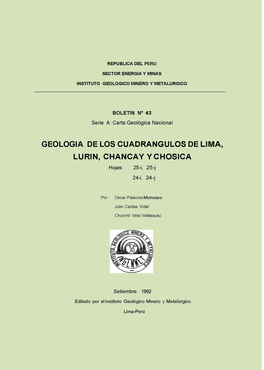 Geologia De Los Cuadrangulos De Lima, Lurin, Chanca Yy Chosica