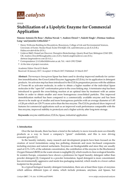 Stabilization of a Lipolytic Enzyme for Commercial Application