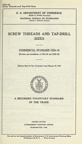 Screw Threads and Tap-Drill Sizes