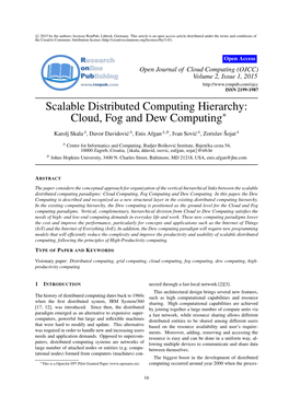 Scalable Distributed Computing Hierarchy: Cloud, Fog and Dew Computing∗