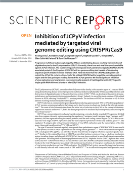 Inhibition of Jcpyv Infection Mediated by Targeted Viral Genome Editing