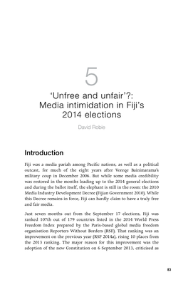 Media Intimidation in Fiji's 2014 Elections