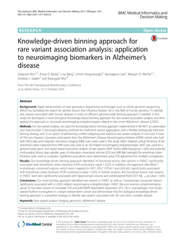 Application to Neuroimaging Biomarkers in Alzheimer's
