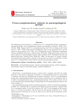 Cross-Complementary Subsets in Paratopological Groups