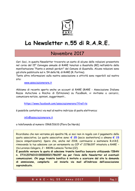 La Newsletter N.55 Di R.A.R.E