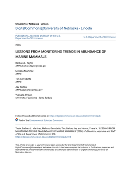 Lessons from Monitoring Trends in Abundance of Marine Mammals