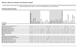 Marston's Menu Item Allergens and Intolerance Report