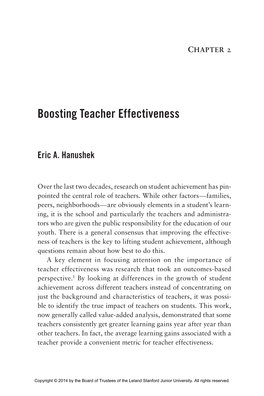 Chapter 2: Boosting Teacher Effectiveness by Eric A. Hanushek
