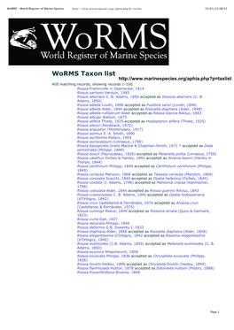 Worms - World Register of Marine Species 15/01/12 08:52
