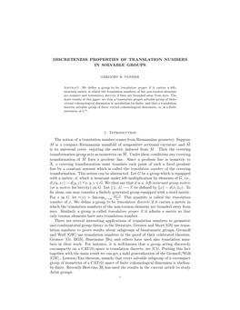 Discreteness Properties of Translation Numbers in Solvable Groups