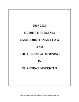 Landlord-Tenant Law and Rental Housing Guide for Culpeper (2019