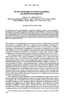 On the Advantages of Crossed Mandibles: an Experimental Approach