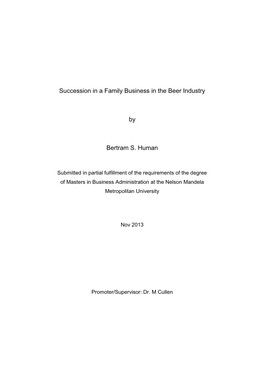 Investigate Succession in a Family Business in the Beer Industry