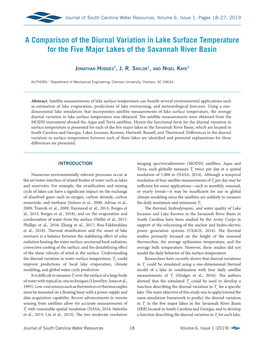 A Comparison of the Diurnal Variation in Lake Surface Temperature for the Five Major Lakes of the Savannah River Basin