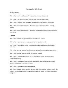 Punctuation Rule Sheet