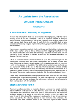 An Update from the Association of Chief Police Officers