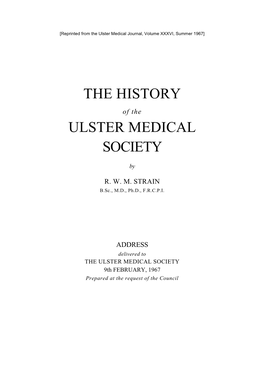 The History Ulster Medical Society