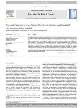 The Market Reaction to Cross-Listings: Does the Destination Market Matter?