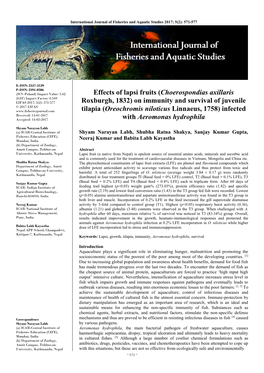 Effects of Lapsi Fruits (Choerospondias Axillaris Roxburgh, 1832) On