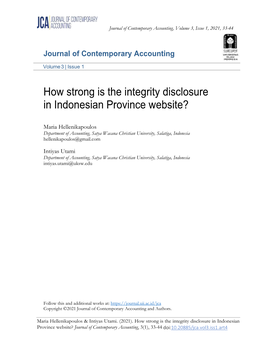 How Strong Is the Integrity Disclosure in Indonesian Province Website?