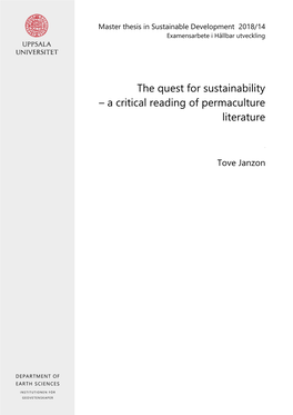A Critical Reading of Permaculture Literature