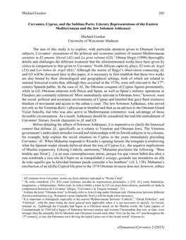 Cervantes, Cyprus, and the Sublime Porte: Literary Representations of the Eastern Mediterranean and the Jew Solomon Ashkenazi