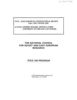 East European Constitutional Review