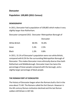 Doncaster Population: 109,805 (2011 Census)