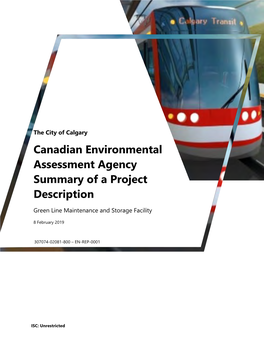 Calgary Canadian Environmental Assessment Agency Summary of a Project Description