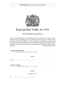Road and Rail Traffic Act 1933