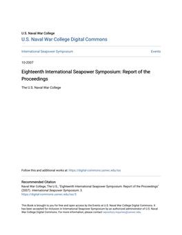 Eighteenth International Seapower Symposium: Report of the Proceedings