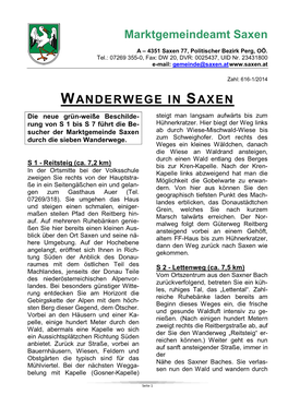 Wanderwege in Saxen