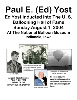 Paul E. (Ed) Yost Ed Yost Inducted Into the U