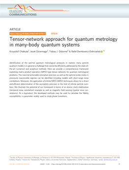 Tensor-Network Approach for Quantum Metrology in Many-Body Quantum Systems