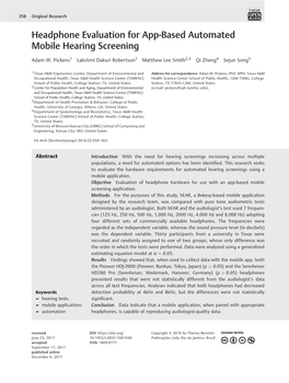 Headphone Evaluation for App-Based Automated Mobile Hearing Screening